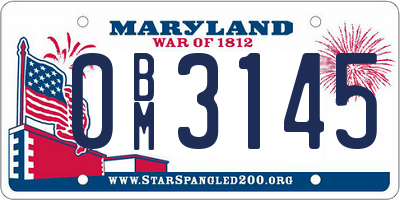 MD license plate 0BM3145