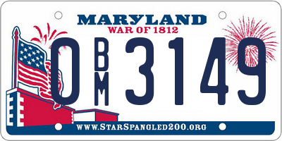 MD license plate 0BM3149