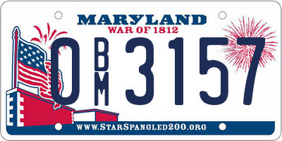 MD license plate 0BM3157