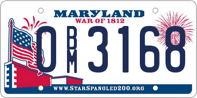 MD license plate 0BM3168