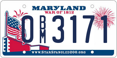 MD license plate 0BM3171