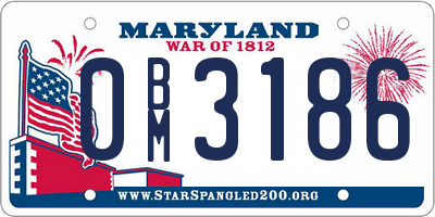 MD license plate 0BM3186
