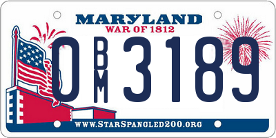 MD license plate 0BM3189