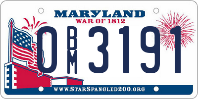 MD license plate 0BM3191