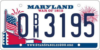 MD license plate 0BM3195