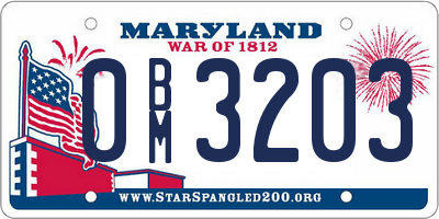 MD license plate 0BM3203