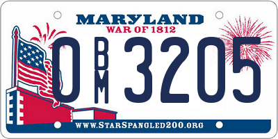 MD license plate 0BM3205