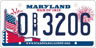 MD license plate 0BM3206