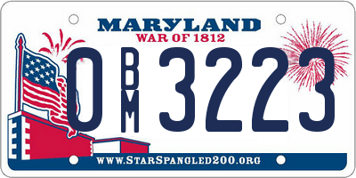 MD license plate 0BM3223