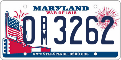 MD license plate 0BM3262