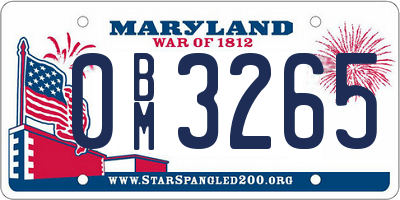 MD license plate 0BM3265