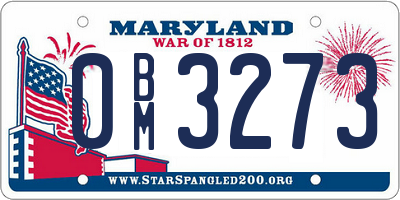 MD license plate 0BM3273