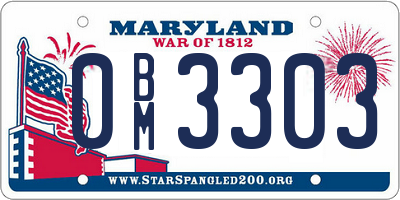 MD license plate 0BM3303