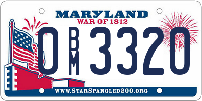 MD license plate 0BM3320