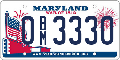 MD license plate 0BM3330
