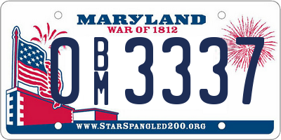 MD license plate 0BM3337