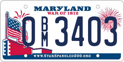 MD license plate 0BM3403