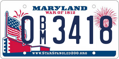 MD license plate 0BM3418