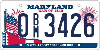 MD license plate 0BM3426