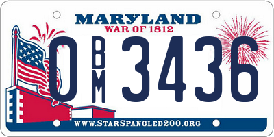 MD license plate 0BM3436