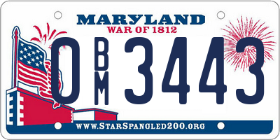 MD license plate 0BM3443