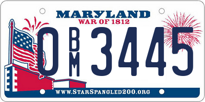 MD license plate 0BM3445