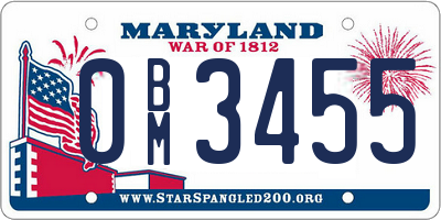MD license plate 0BM3455