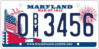 MD license plate 0BM3456