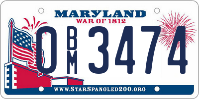 MD license plate 0BM3474