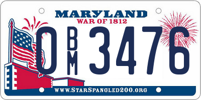 MD license plate 0BM3476