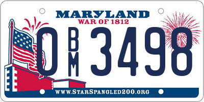 MD license plate 0BM3498