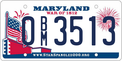 MD license plate 0BM3513