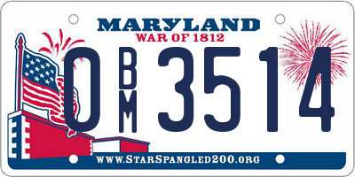 MD license plate 0BM3514
