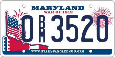 MD license plate 0BM3520