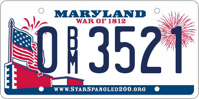 MD license plate 0BM3521
