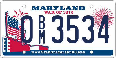 MD license plate 0BM3534