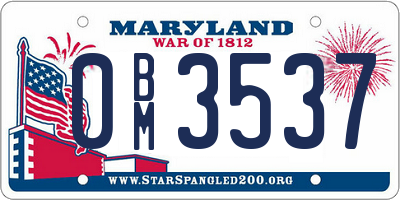 MD license plate 0BM3537
