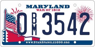 MD license plate 0BM3542