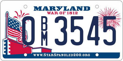 MD license plate 0BM3545