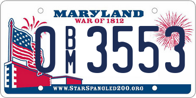 MD license plate 0BM3553