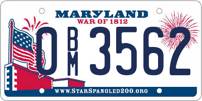 MD license plate 0BM3562
