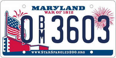 MD license plate 0BM3603
