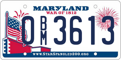 MD license plate 0BM3613