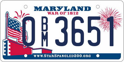 MD license plate 0BM3651
