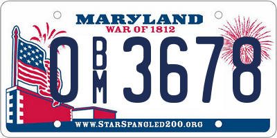 MD license plate 0BM3678