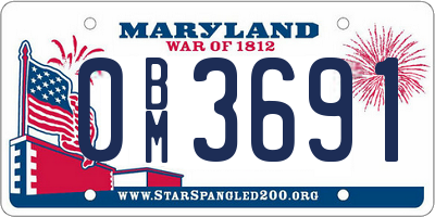 MD license plate 0BM3691