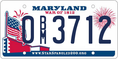 MD license plate 0BM3712