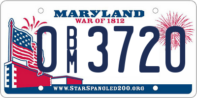 MD license plate 0BM3720