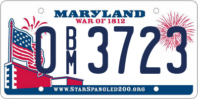 MD license plate 0BM3723