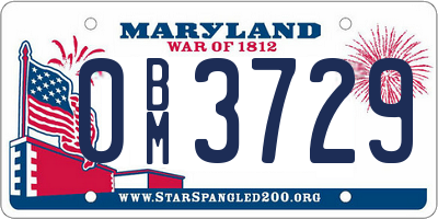 MD license plate 0BM3729